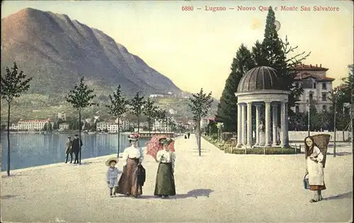 Lugano TI Nuovo Quai et Monte San Salvatore Lago Pavillon Kat. Lugano