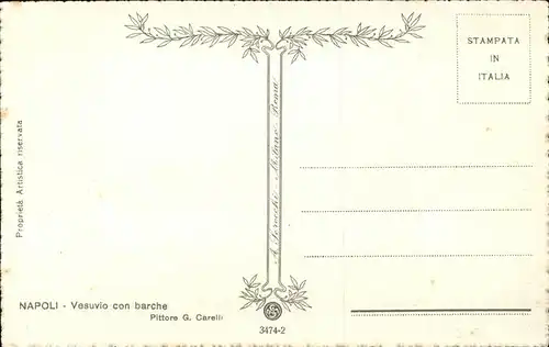 Napoli Neapel Vesuvio con barco Vulkan Kuenstlerkarte Kat. Napoli