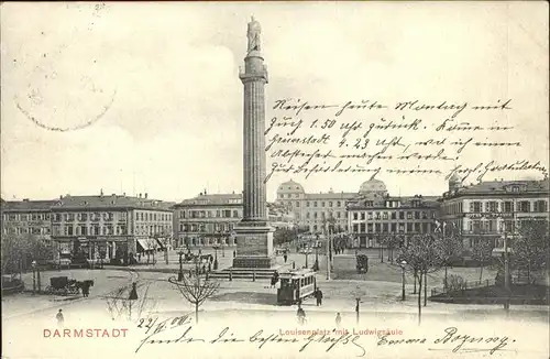 Strassenbahn Darmstadt Louisenplatz Ludwigsaeule Kat. Strassenbahn