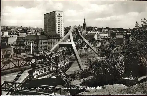 Schwebebahn Wuppertal Hochhaus Glanzstoffe Kat. Bahnen