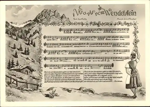 Liederkarte Vis a vis vom Wendelstein Kurt Feltz Kat. Musik