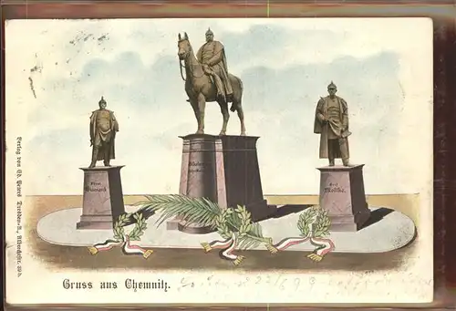 Denkmal Kaiser Wilhelm I. Bismarck Moltke Chemnitz / Denkmaeler /