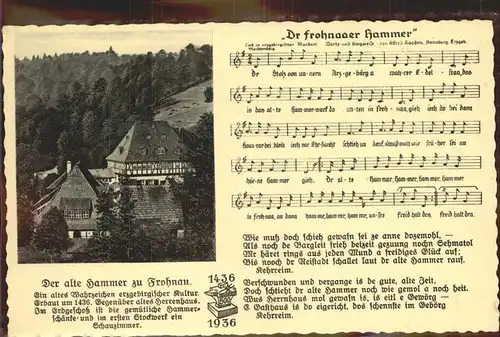 Liederkarte Dr frohnaaer Hammer Frohnau Kat. Musik