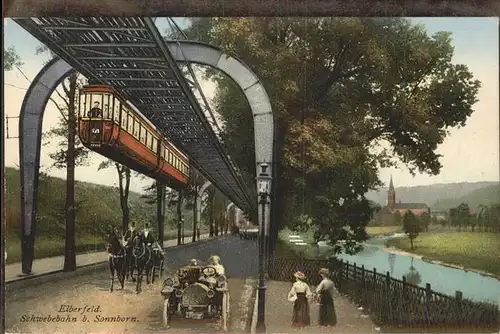 Schwebebahn Wuppertal Elberfeld Sonnborn Pferdekutsche Oldtimer Kat. Bahnen