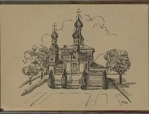 Russische Kapelle Kirche Darmstadt Kuenstlerkarte Willi Hofferbert Kat. Gebaeude