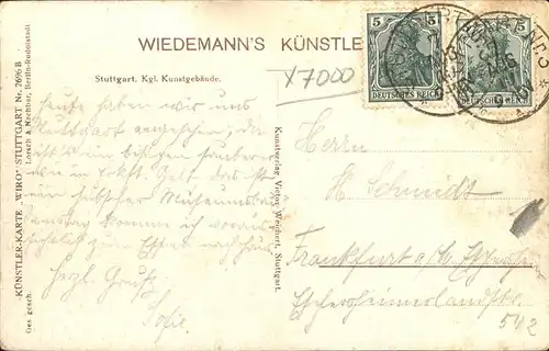 Verlag Wiedemann WIRO Nr. 2696 B Stuttgart Kunstgebaeude Kat. Verlage