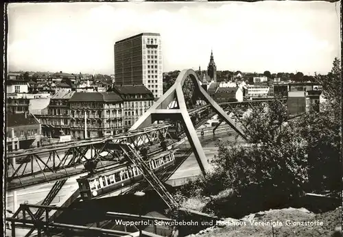 Schwebebahn Wuppertal Hochhaus Vereinigte Glanzstoffe Kat. Bahnen