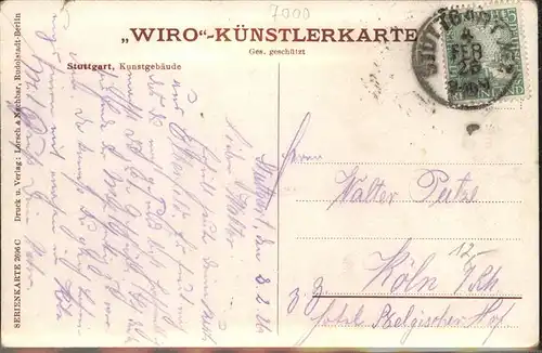 Verlag Wiedemann WIRO Nr. 2696 C Stuttgart Kunstgebaeude Kat. Verlage