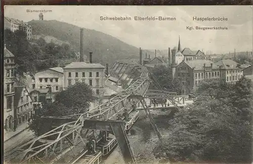 Schwebebahn Elberfeld Barmen Haspelerbruecke Baugewerkschule Kat. Bahnen