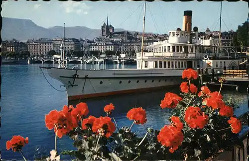 Dampfer Seitenrad Geneve Cathedrale Saint Pierre Kat. Schiffe