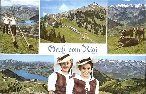 Alphorn Kuehe Trachten Rigi Staffel Kulm Kat. Musik