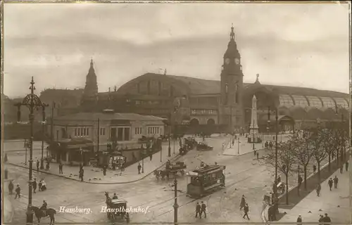 Strassenbahn Hamburg Hauptbahnhof Pferdkutsche Kat. Strassenbahn