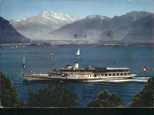 Dampfer Seitenrad Italie Dents du Midi Kat. Schiffe