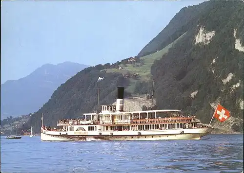 Dampfer Seitenrad DS Unterwalden Vierwaldstaettersee Kat. Schiffe