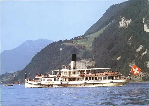 Dampfer Seitenrad DS Unterwalden Vierwaldstaettersee Kat. Schiffe