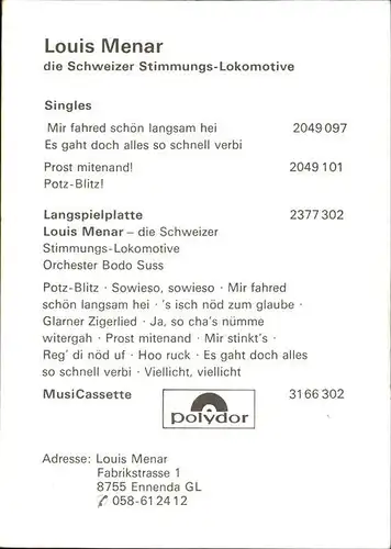 Musikanten Louis Menar Autogramm  Kat. Musik