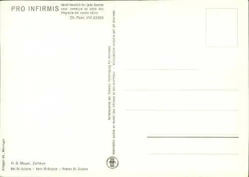 Kuenstlerkarte H.R. Meyer Zollikon St. Sulpice Kat. Kuenstlerkarte