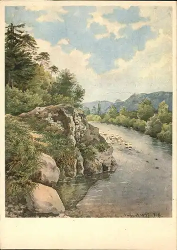 Keller Gottfried Sihl Landschaft Kat. Kuenstlerkarte