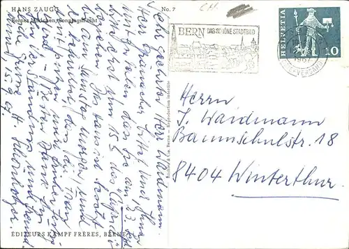 Kuenstlerkarte Hans Zaugg Maedchen Bern Sonntagstracht Kat. Kuenstlerkarte