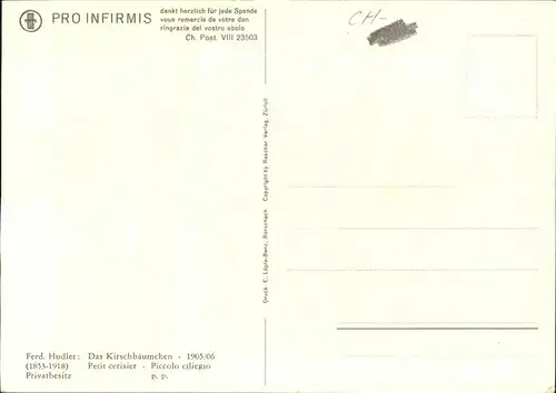 Hodler Ferdinand Kirschbaum  Kat. Kuenstlerkarte