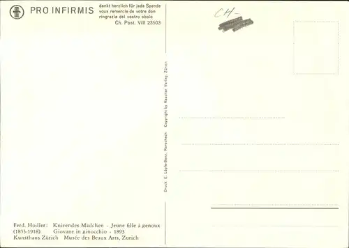 Hodler Ferdinand Knieendes Maedchen  Kat. Kuenstlerkarte
