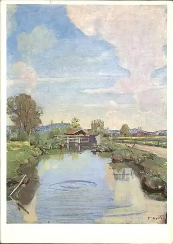 Hodler Ferdinand Aarekanal bei Langenthal  Kat. Kuenstlerkarte