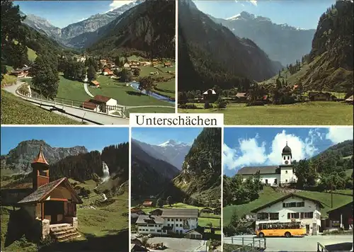 Postbus Unterschaechen Theodulskirche Schulhaus Kat. Post