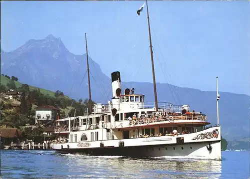 Dampfer Seitenrad DS Stadt Luzern Vierwaldstaettersee Kat. Schiffe