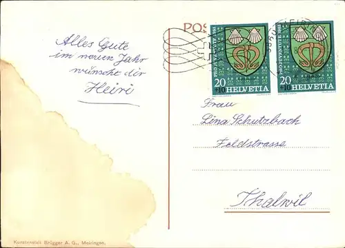 Kuenstlerkarte Hans Widmer Gedicht Bezirksspital Oberhasli  Kat. Kuenstlerkarte