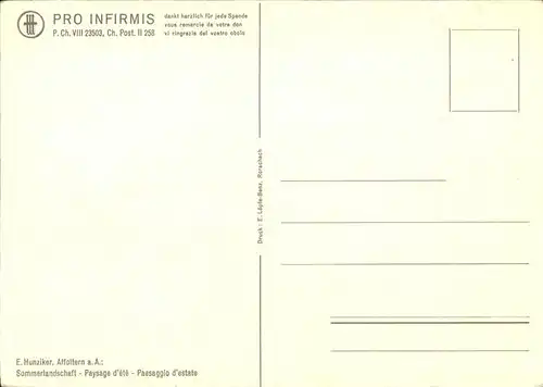 Kuenstlerkarte E. Hunziker Affoltern Sommerlandschaft Kat. Kuenstlerkarte