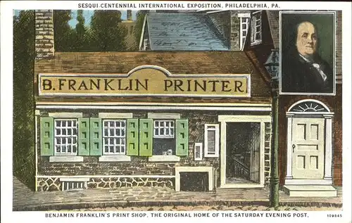 Expositions Sesqui International Philadelphia B. Franklin  Print Shop Kat. Expositions