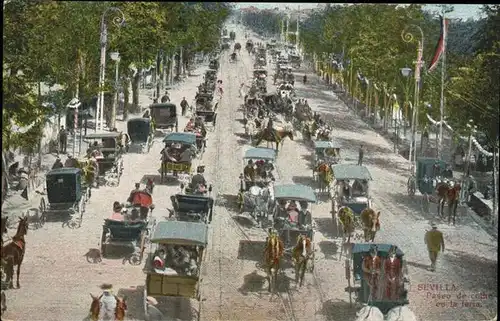 Sevilla Andalucia Paseo de coche en la feria Kat. Sevilla 