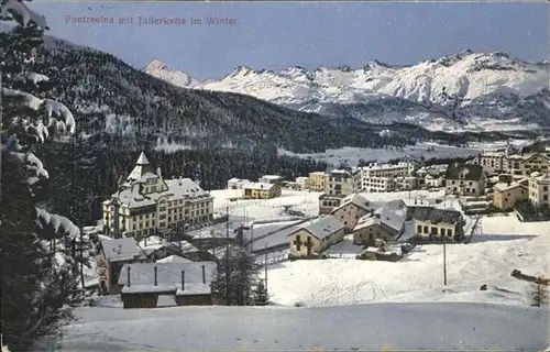 Pontresina mit Julierkette im Winter Kat. Pontresina