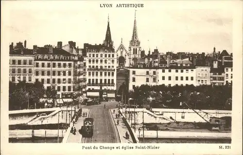 Lyon France Pont du Change et eglise Saint Nizier Kat. Lyon