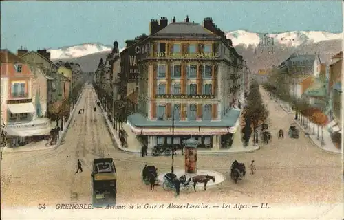 Grenoble Avenues de la Gare et Alsace Lorraine Les Alpes Kat. Grenoble