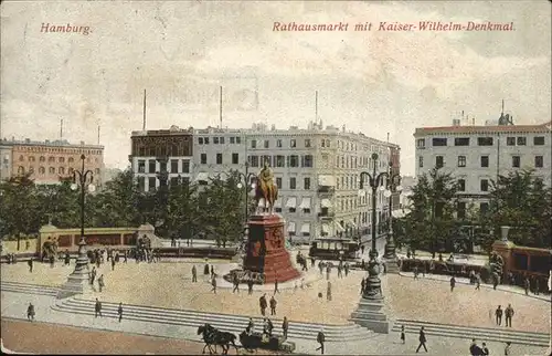 Hamburg Rathausmarkt mit Kaiser Wilhelm Denkmal Kat. Hamburg