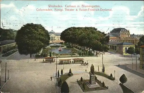 Wiesbaden Curhaus mit Blumengarten Colonnaden Kgl Theater Kat. Wiesbaden