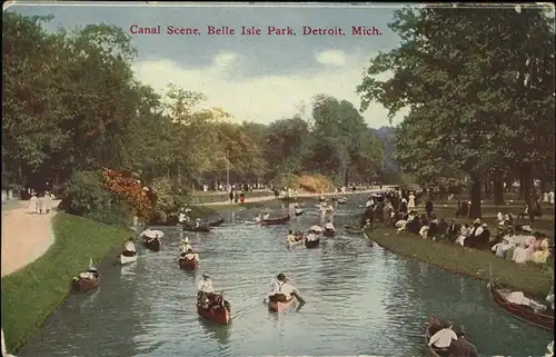 Detroit Michigan Canal Scene Belle Isle Park Kat. Detroit