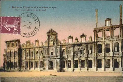 Reims Champagne Ardenne Hotel de Ville en ruines en 1918 Kat. Reims