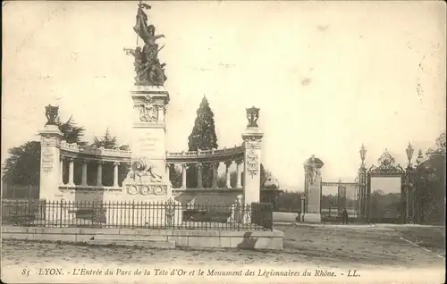 Lyon France Entree du Parc de la Tete d Or et le Monument des Legionnaires du Rhone Kat. Lyon