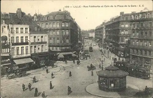Lille Nord Rue Faidherbe et Coin de la Place de la Gare Kat. Lille