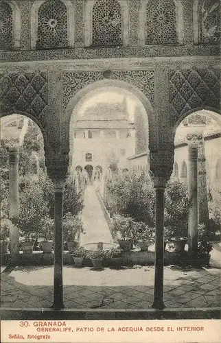 Granada Andalucia Generalife Patio de la Acequia desde el Interior Kat. Granada