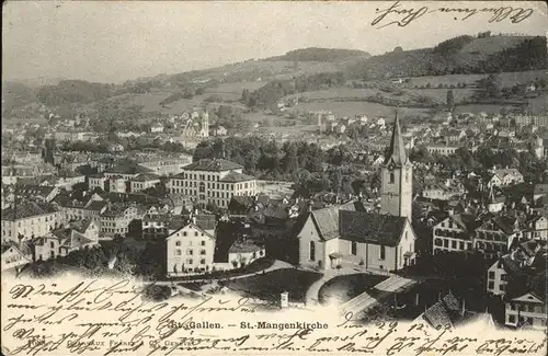 St Gallen SG Teilansicht mit Mangenkirche Kat. St Gallen