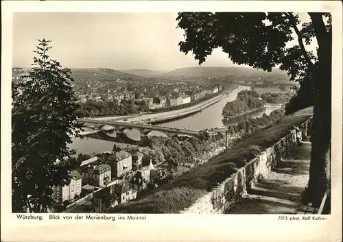 Wuerzburg Blick von der Marienburg ins Maintal Kat. Wuerzburg