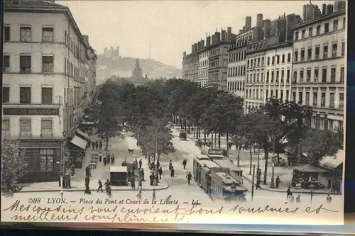 Lyon France Place du Pont et Court de la Liberte Kat. Lyon