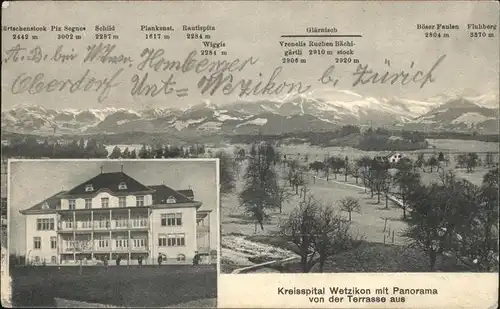 Wetzikon ZH Alpen Panorama Kreisspital Kat. Wetzikon ZH