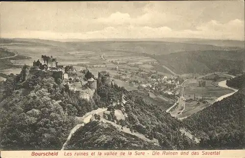 Bourscheid Luxembourg Ruines et la vallee de la Sure Ruinen Sauertal Kat. Bourscheid