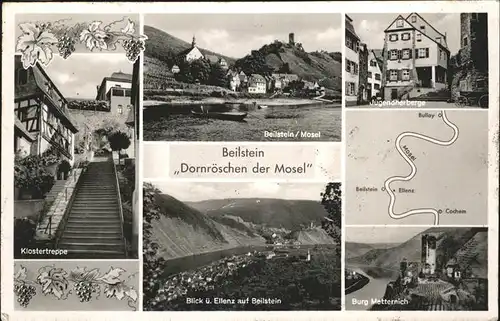 Beilstein Mosel Klostertreppe Burg Jugendherberge Burg Metternich Ellenz "Dornroeschen der Mosel" Kat. Beilstein