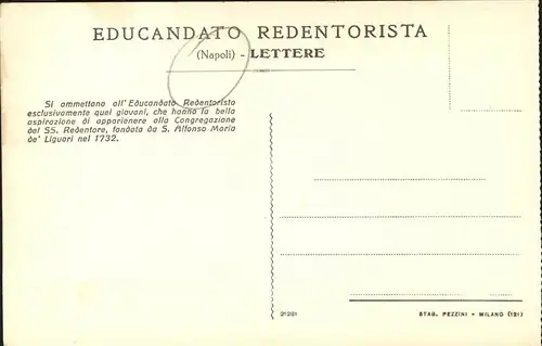 Napoli Neapel Collegio Corridoio della Comunita Alfonso Maria de Liguori Kat. Napoli