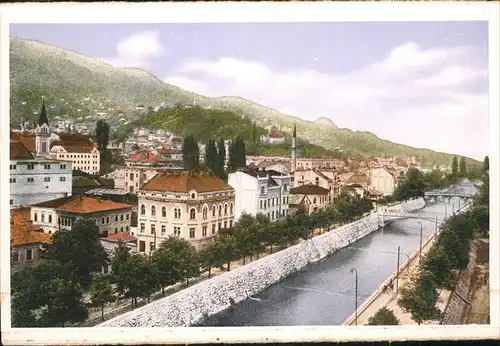 Sarajevo Miljacka sa okolicom Bruecke Kat. Sarajevo